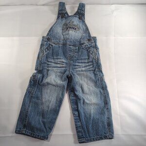 OshKosh B'Gosh Denim Co. Overalls Blue Jeans Embroidered 24m Pants Lightwash 2T